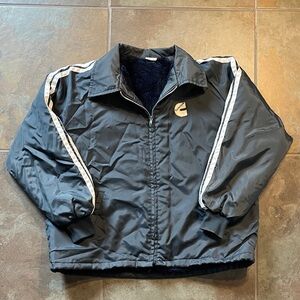 VTG 60s 70s Cummins faux fur lined work jacket with grey stripes down sleeves